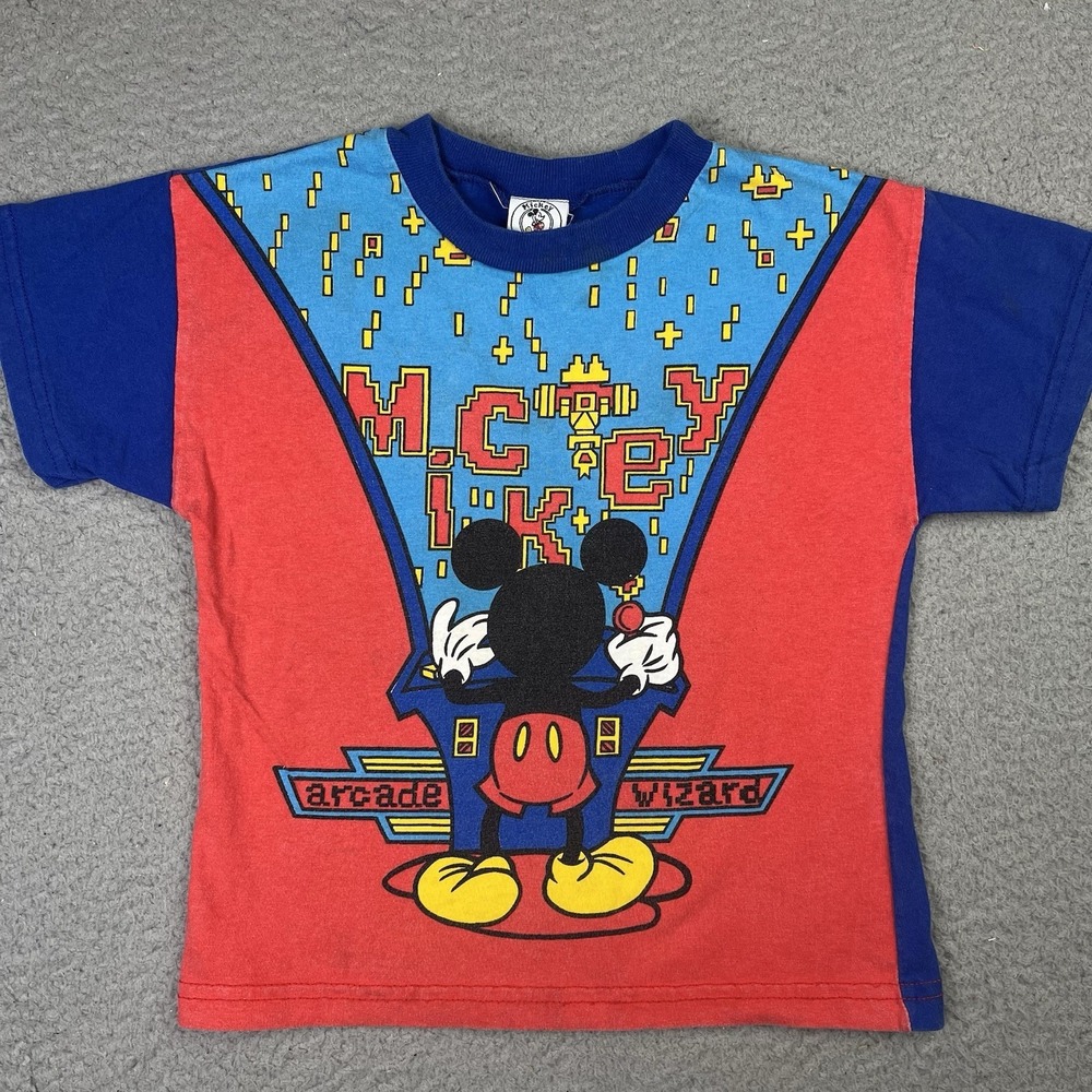 Vintage Mickey Mouse Arcade Wizard Kids T Shirt Size 6 Rare Mickey & Co